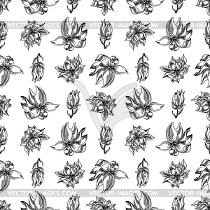 Seamless floral background with magnolia - vector clip art