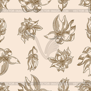 Seamless floral background with magnolia - vector clipart