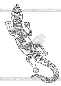 Lizard with decorative patterns black - vector image