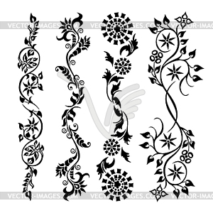 Set swirling decorative flower pattern - vector image