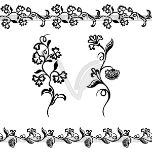 Floral pattern, silhouette ornament black - stock vector clipart