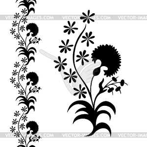 Fancy flower, seamless pattern trim floral ornament - vector clip art