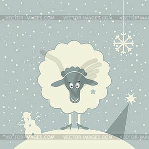 Рождество овцы - векторная графика