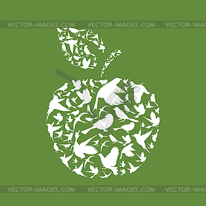 Apple bird - vector image
