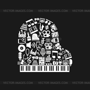 Piano art - white & black vector clipart