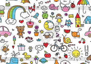 Seamless childish doodle - vector clip art