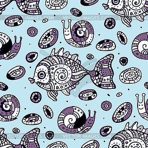 Fishes. Seamless pattern - royalty-free vector clipart