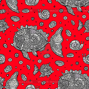 Fishes. Seamless pattern - vector clipart