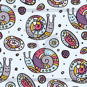 Seamless pattern of cartoon snails - vector image