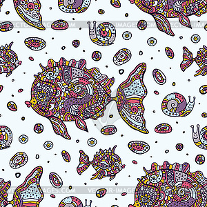 Fishes. Seamless pattern - vector image