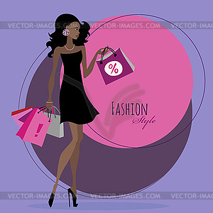 Fashion girl. Woman with shopping bags - vector image