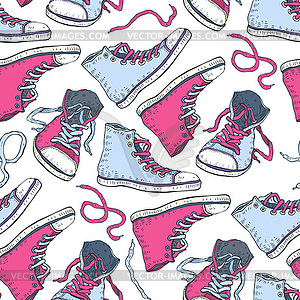 Sneakers. Seamless background - vector image