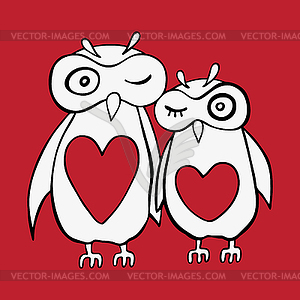 Two cute decorative owls - vector clipart