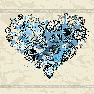 Heart of shells - vector clipart