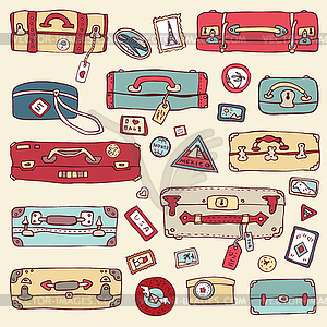 Vintage suitcases set. Travel  - vector image