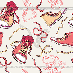 Sneakers. Shoes Seamless pattern - vector image