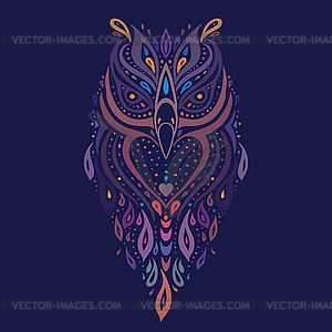 Decorative Owl. Ethnic pattern - vector clipart