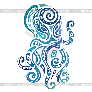 Ocean octopus. Ethnic pattern - vector clip art