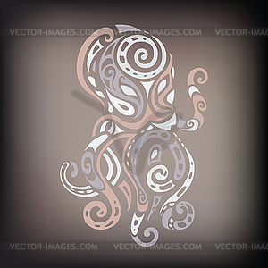 Ocean octopus. Ethnic pattern - vector image