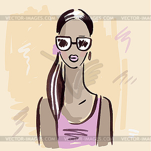 Fashion girl. Portrait - vector clip art