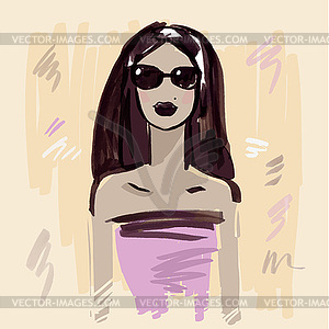 Fashion girl. Portrait - vector clip art