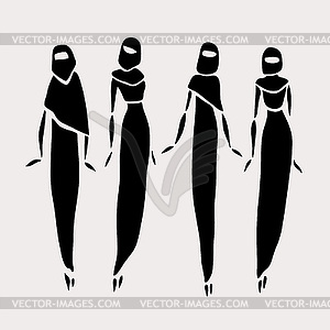 East women in veiled - vector clipart