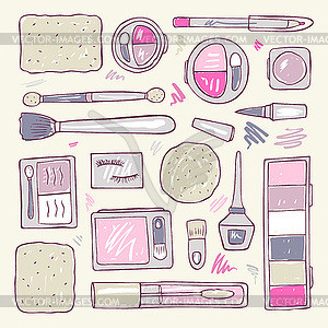 Cosmetics. Makeup set - vector image