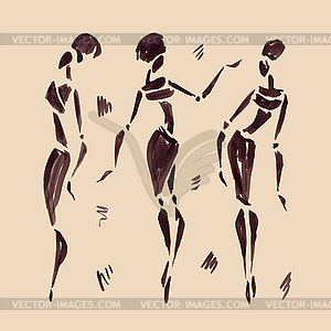 Figures of african dancers.  - vector image