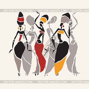 African dancers silhouette set - vector EPS clipart
