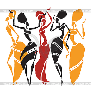 African dancers silhouette set - vector clipart