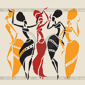 Африканские танцоры силуэт набор - изображение векторного клипарта