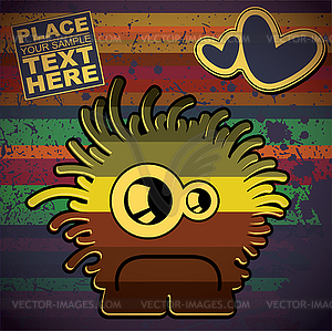 Monster on retro grunge background - vector image