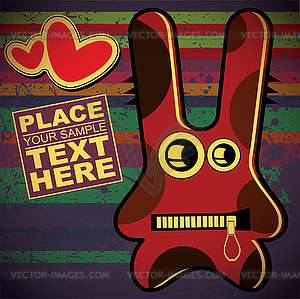 Monster on retro grunge background - vector clip art