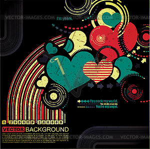 Grunge barcode with hearts - Vector - vector clipart