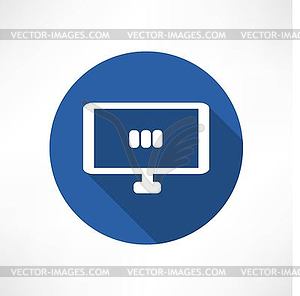 Media set in monitor icon - vector clipart