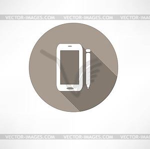 Смартфон с иконой стилуса - векторный клипарт / векторное изображение