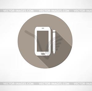 Smartphone with stylus icon - vector image