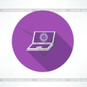 Laptop with internet icon - vector clipart
