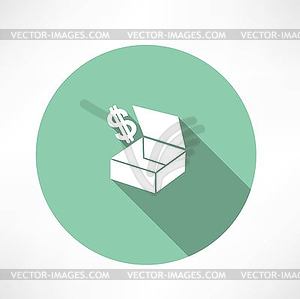 Box with dollars - vector image