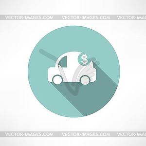 Car icon with dollars - vector clipart