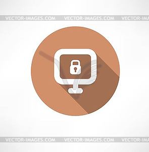 Lock at computer monitor - vector clipart