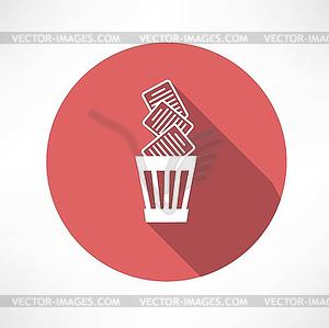 Recycle bin full of paper icon - vector clipart