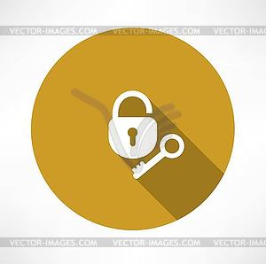 Open lock with key icon - vector image