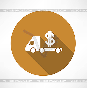 Car truck with money icon - vector image