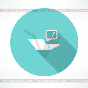 Typing on notebook icon - vector clipart