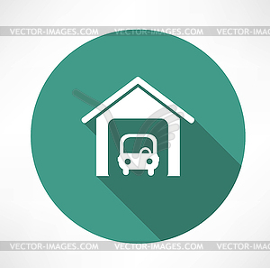 Car in garage icon - vector clipart