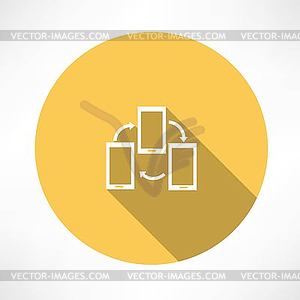 Exchange of information between phone icon - vector image