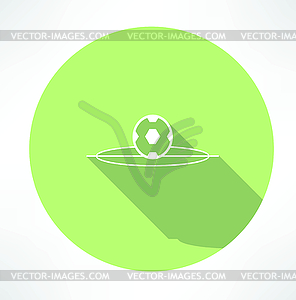 Soccer ball on football field icon - vector image