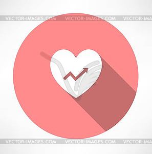 Heart with chart icon - vector clip art
