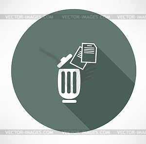 Bin with documents icon - vector clipart